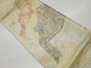 リサイクル　佐賀錦雲に華紋唐草・花々模様織出し袋帯